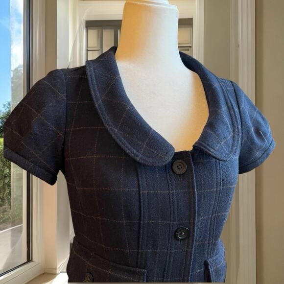 NEW Banana Republic Wool Windowpane Plaid Academia Portrait Blazer Jacket 0 NWOT - Picture 3 of 16